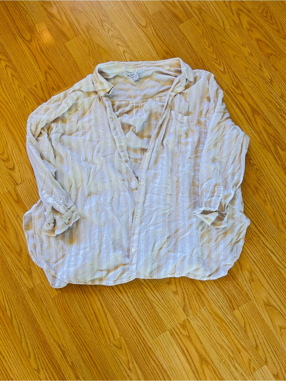 Old Navy Lightweight Cream Striped Button-Front Women’s Top sz 2x